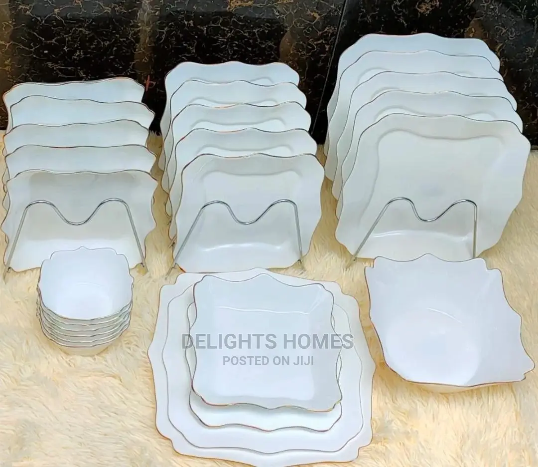 26pc Bestway Opal Dinner Set With Gold Rim
