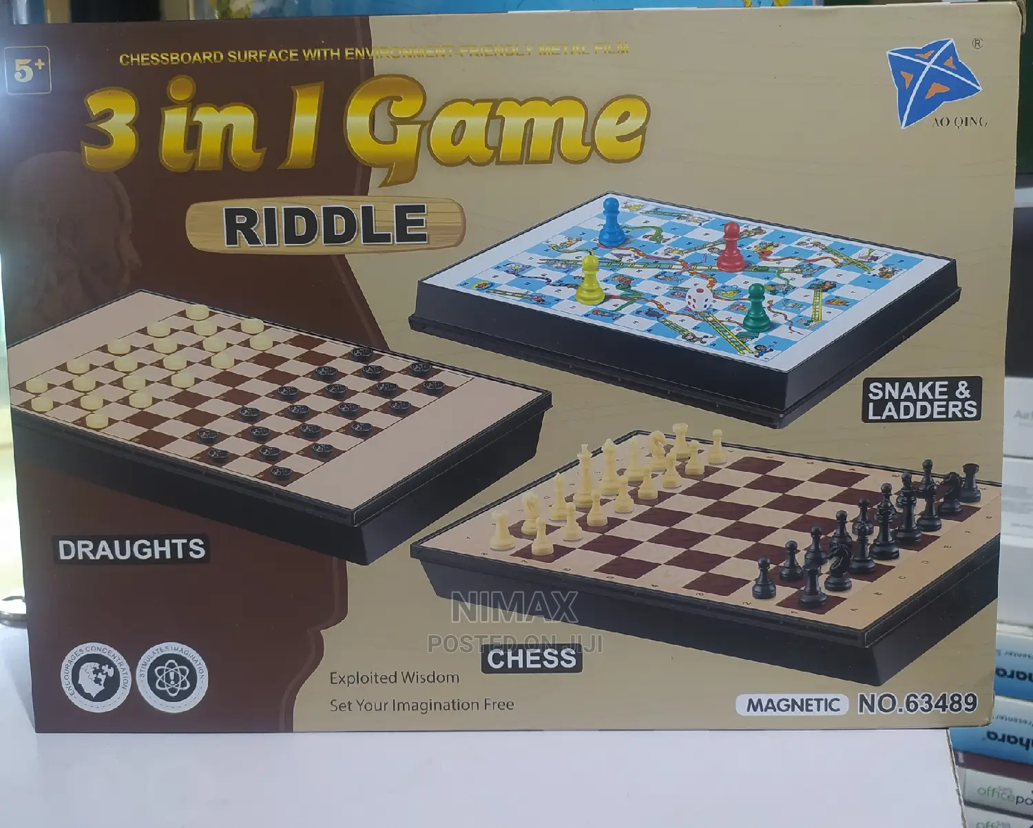 Draugh/ Chess / Snake Ladder 3in 1