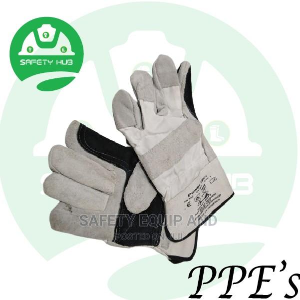 Black/Grey Short Leather Glove - thumbnail 2