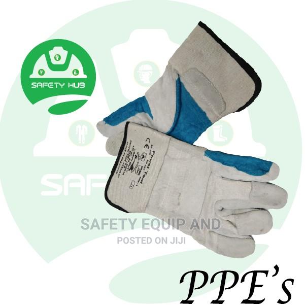 Short Leather Gloves/Stripped Cotton - main view