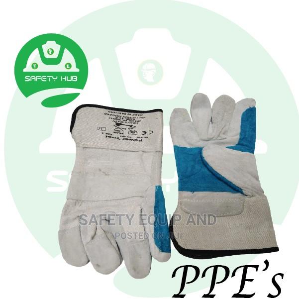 Short Leather Gloves/Stripped Cotton - thumbnail 3