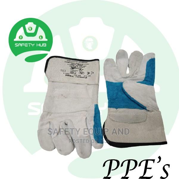 Grey Blue Short Leather Gloves