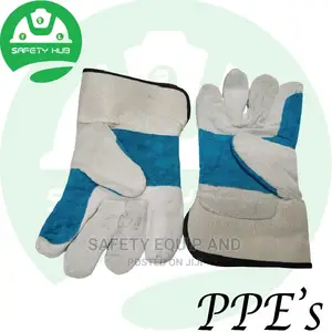 Grey Blue Short Leather Gloves