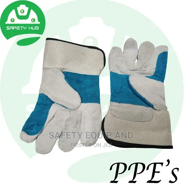 Grey Blue Short Leather Gloves