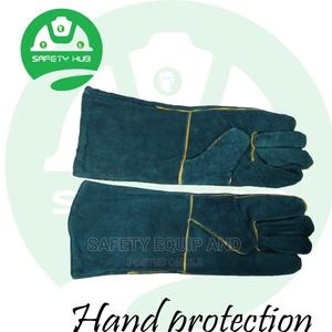 Long Green Leather Gloves - thumbnail 2
