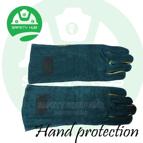 Long Green Leather Gloves - thumbnail 3