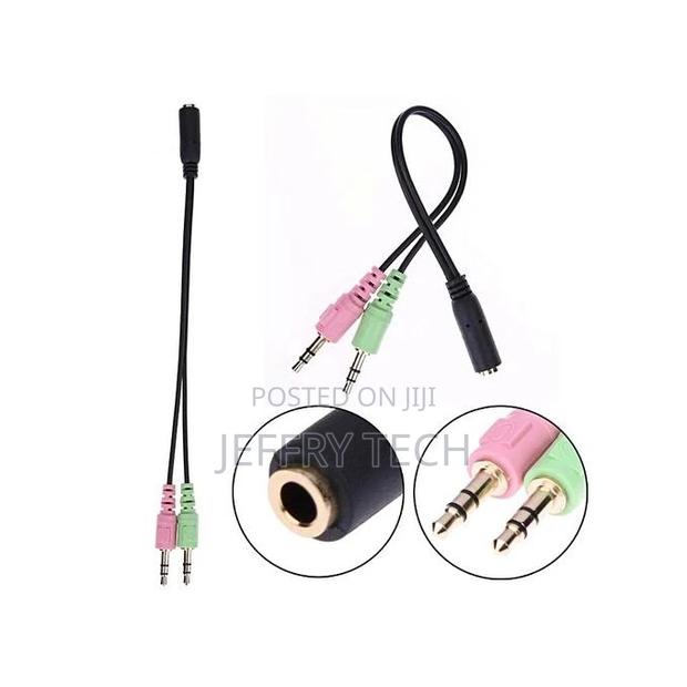 1pc 3.5mm Stereo Audio Female To 2 Male Headphone Mic Y Spl