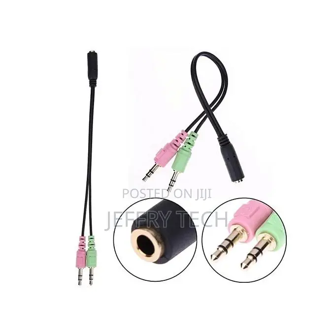 1pc 3.5mm Stereo Audio Female To 2 Male Headphone Mic Y Spl