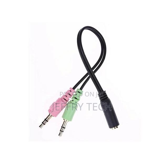 1pc 3.5mm Stereo Audio Female To 2 Male Headphone Mic Y Spl - thumbnail 2