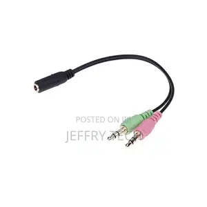 1pc 3.5mm Stereo Audio Female To 2 Male Headphone Mic Y Spl