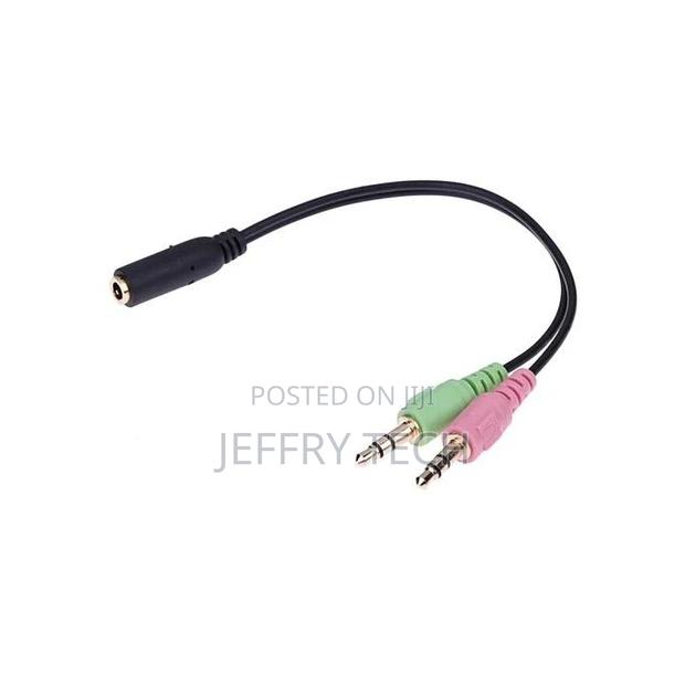 1pc 3.5mm Stereo Audio Female To 2 Male Headphone Mic Y Spl - thumbnail 3