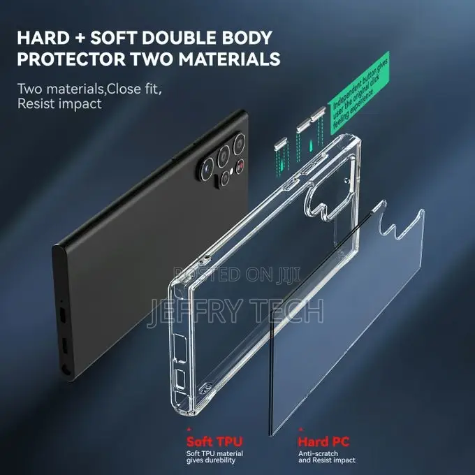 Galaxy S22 Ultra 5G Case, Crystal Clear Hard PC TPU Bumper