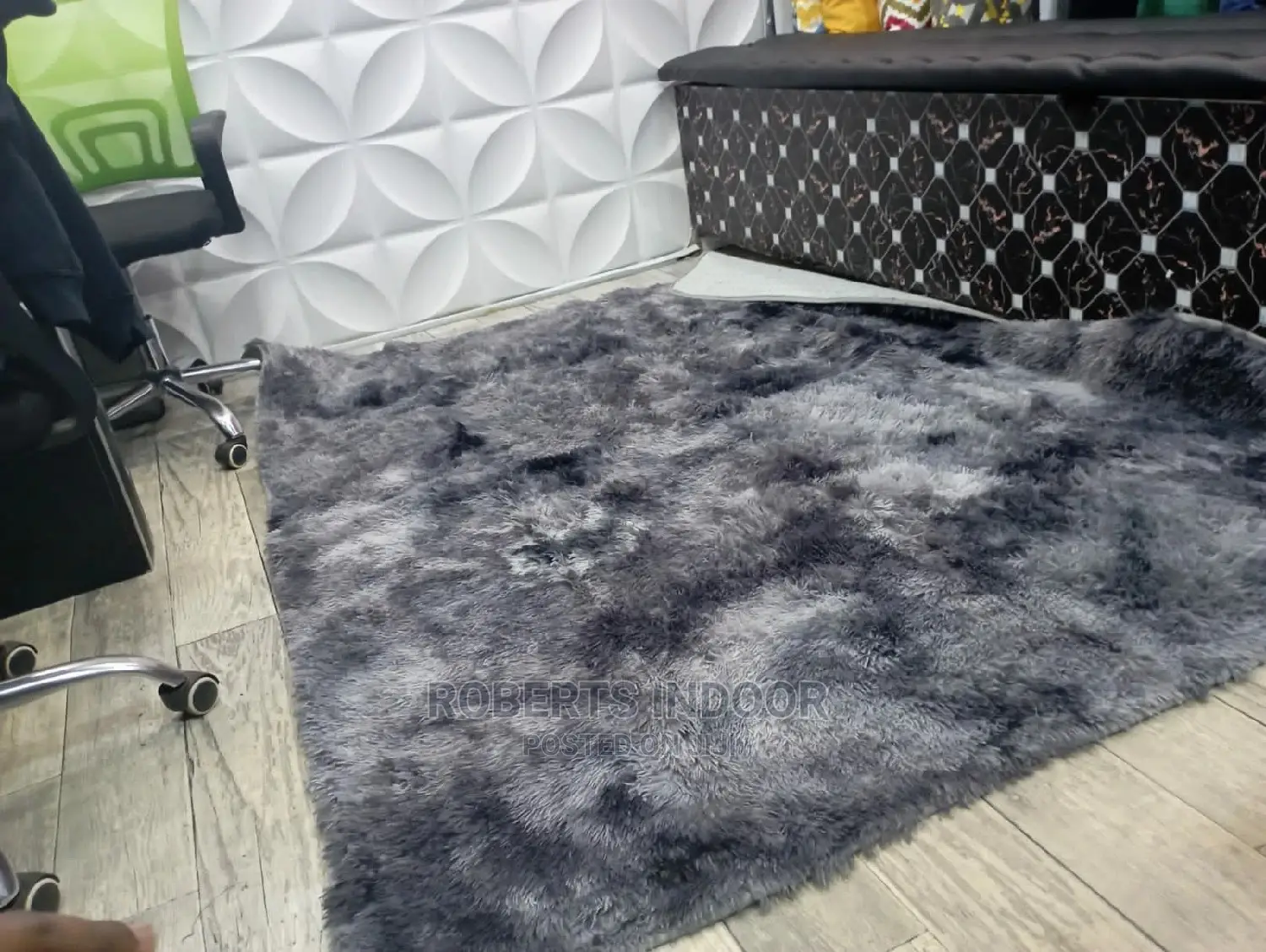 Grey Soft Patched Fluffy Carpet