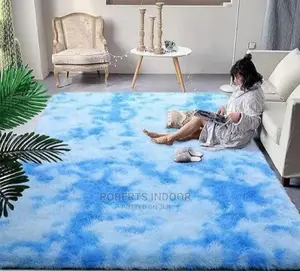 Blue Patched 5*8 Soft Fluffy Carpet