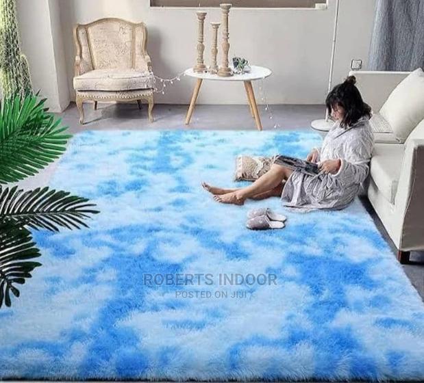 Blue Patched 5*8 Soft Fluffy Carpet