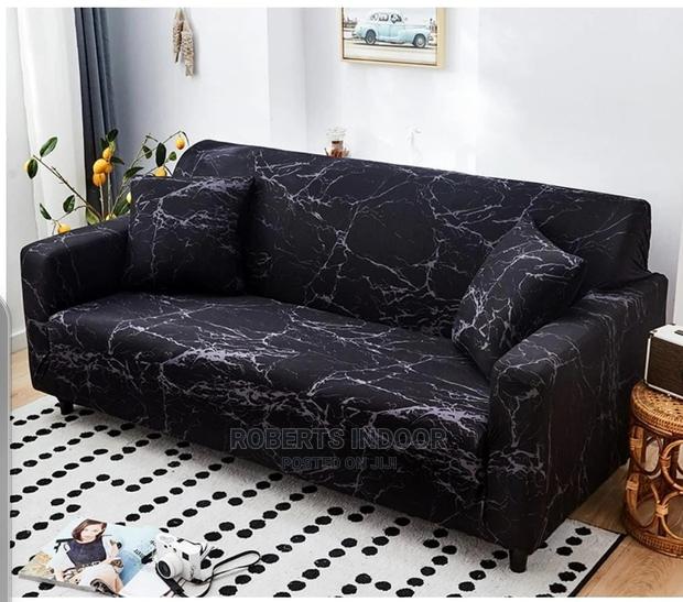 Black Elegant Printed Sofa Cover - main view