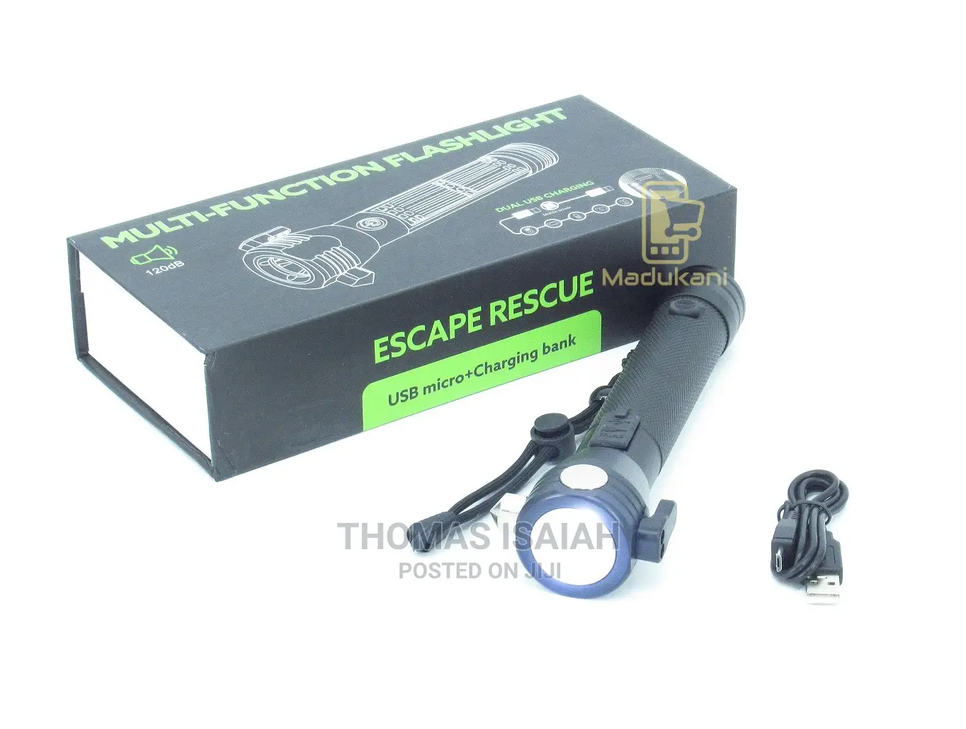8 in 1 Multi Function Flash Light, USB, Solar Rechargeable,