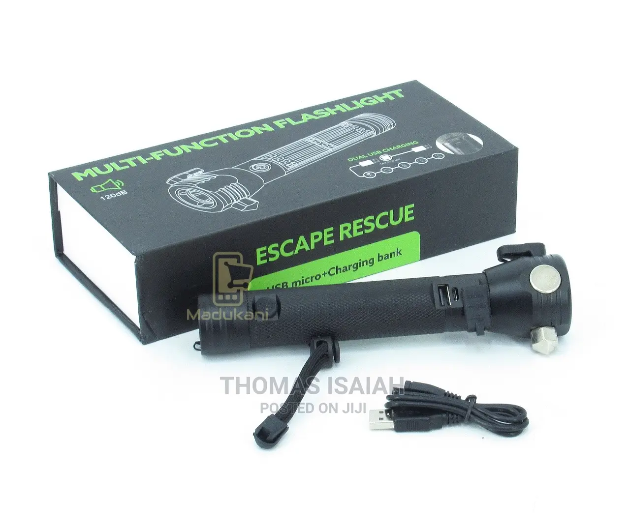 8 in 1 Multi Function Flash Light, USB, Solar Rechargeable,