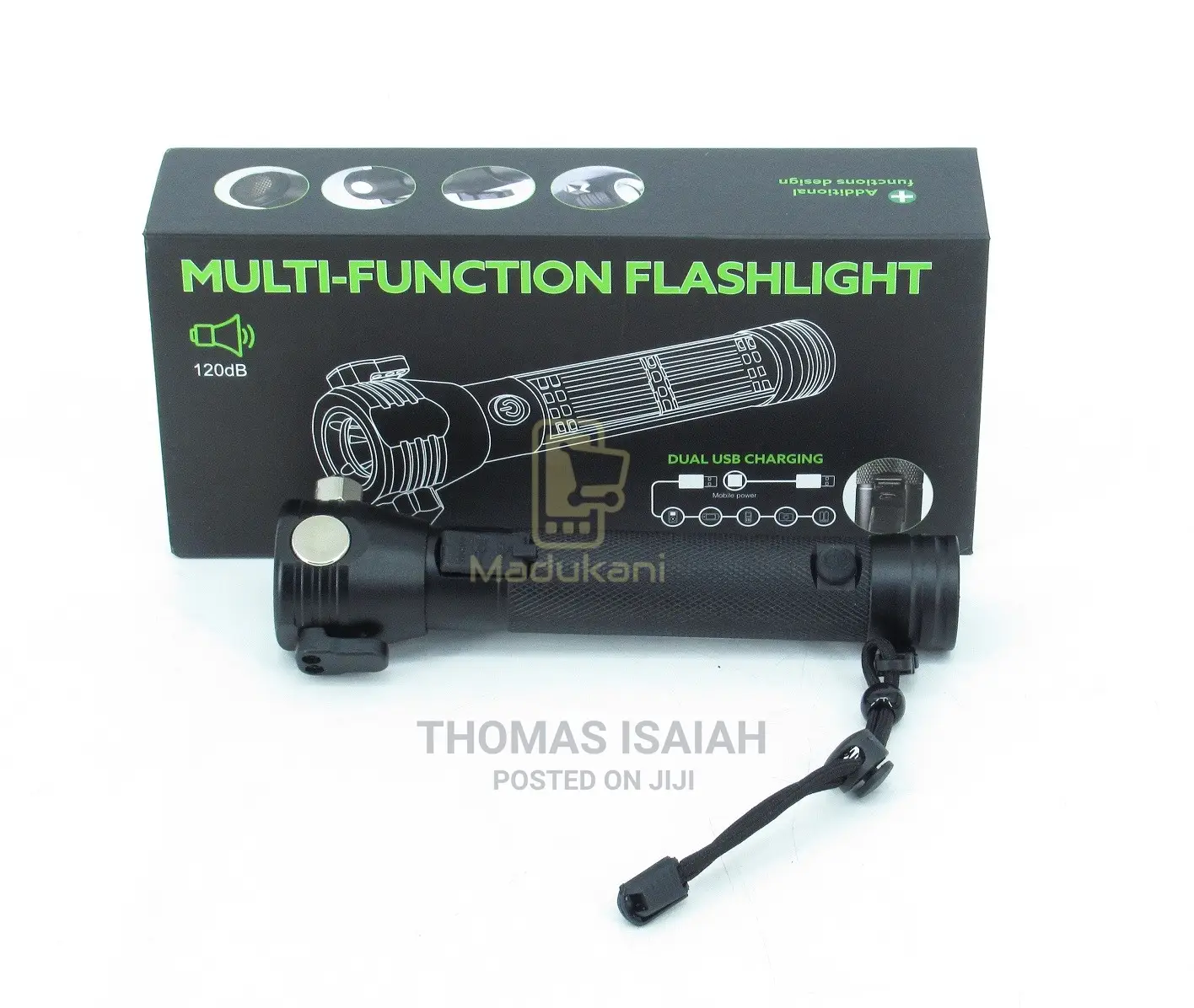 8 in 1 Multi Function Flash Light, USB, Solar Rechargeable,
