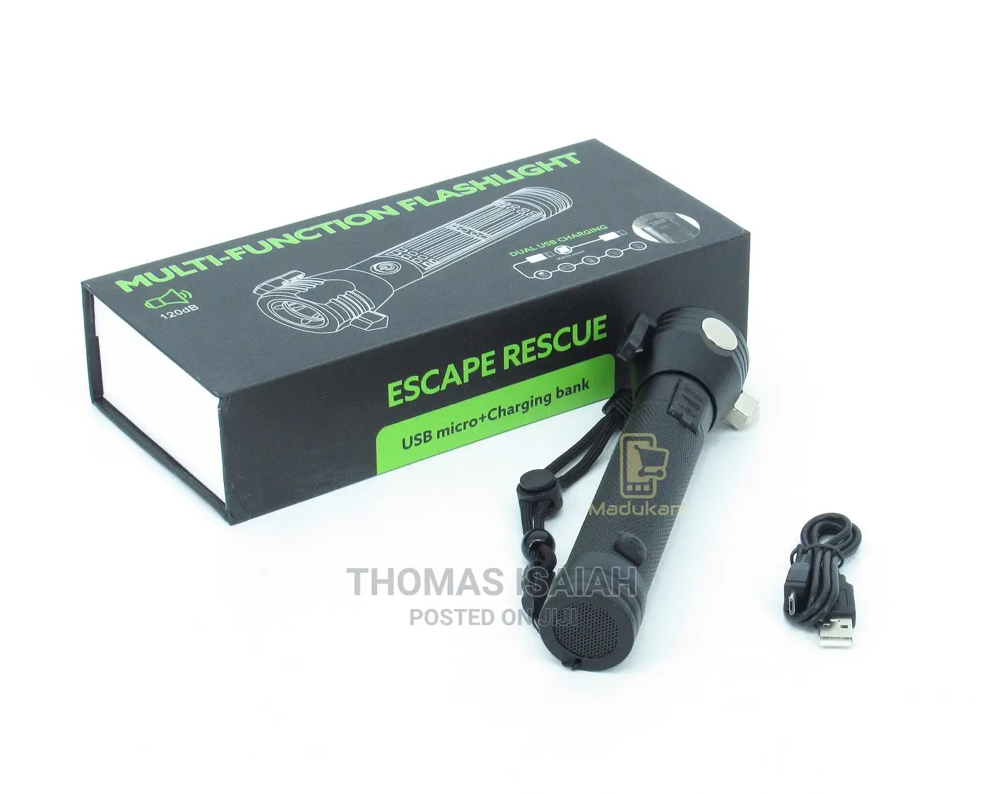 8 in 1 Multi Function Flash Light, USB, Solar Rechargeable,