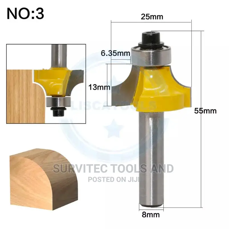 3pc Round Over Router Bits Set