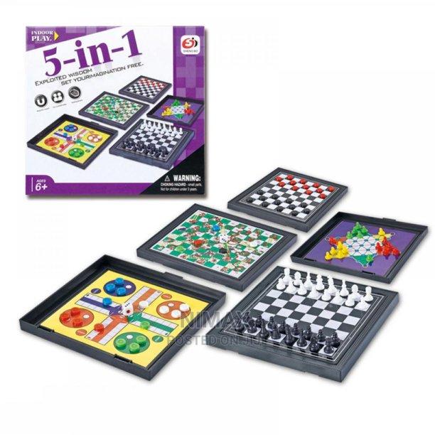 5 in 1 Chessmen Checkers Magnetic Board Game Flying Chess Ki - main view