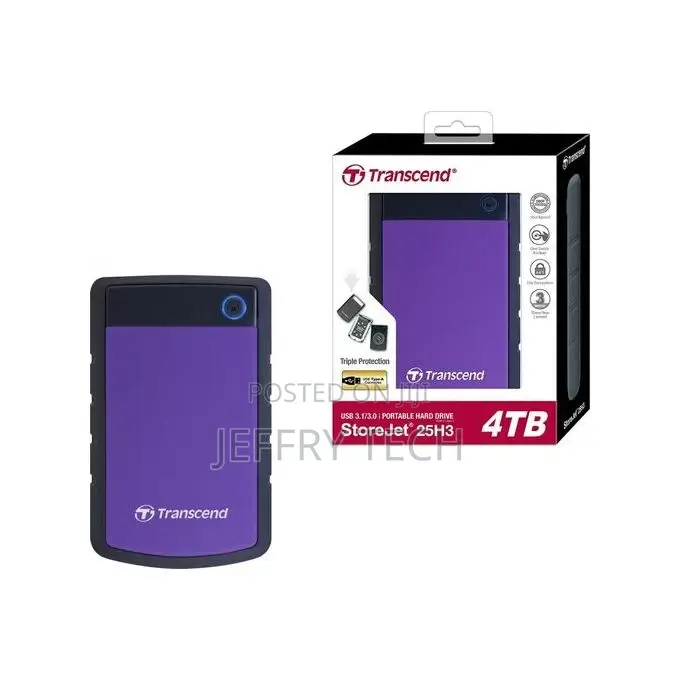 Transcend 4TB Storejet 25H3 USB 3.1 External Hard Drive - Pu
