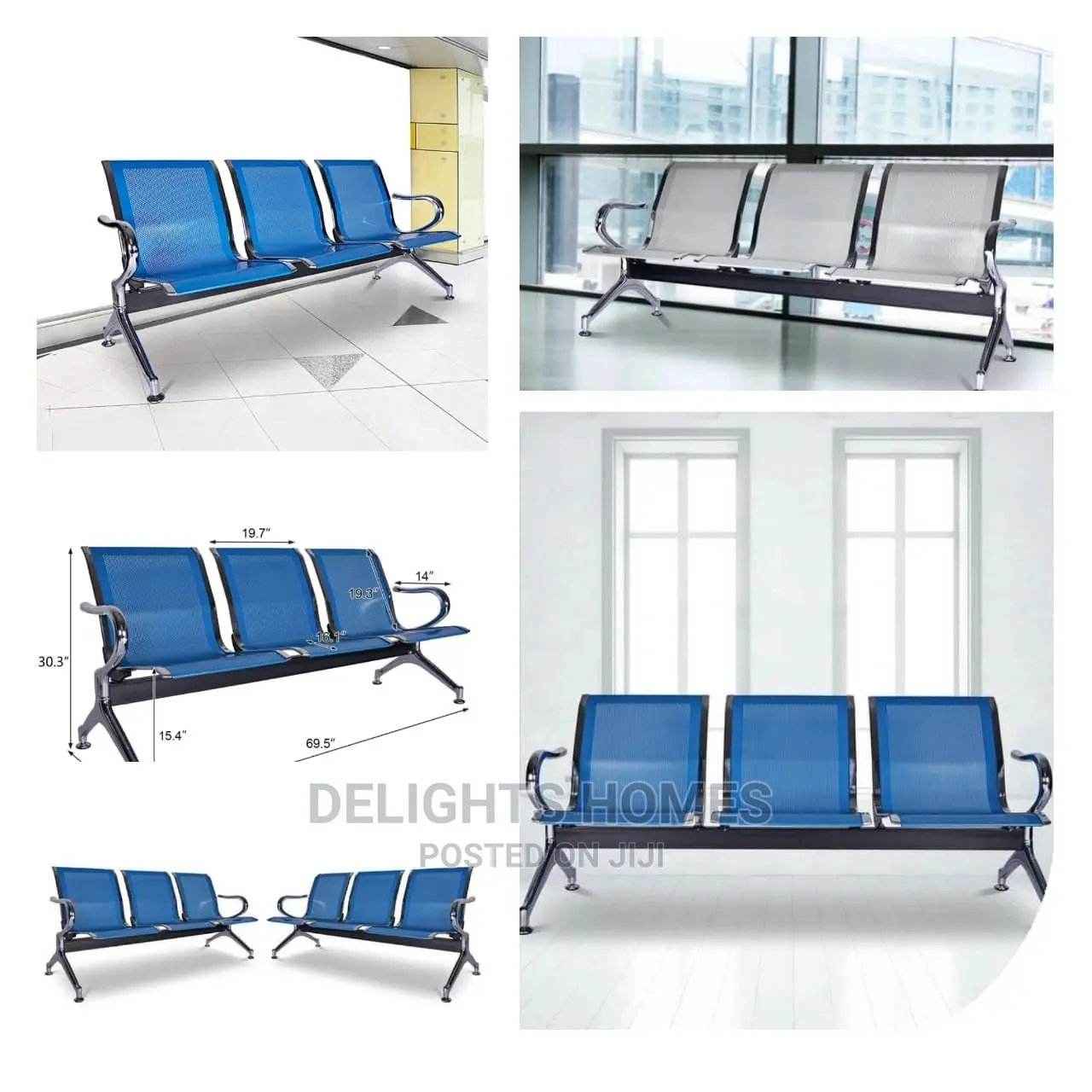 Non Padded 3 Seater Link Chair