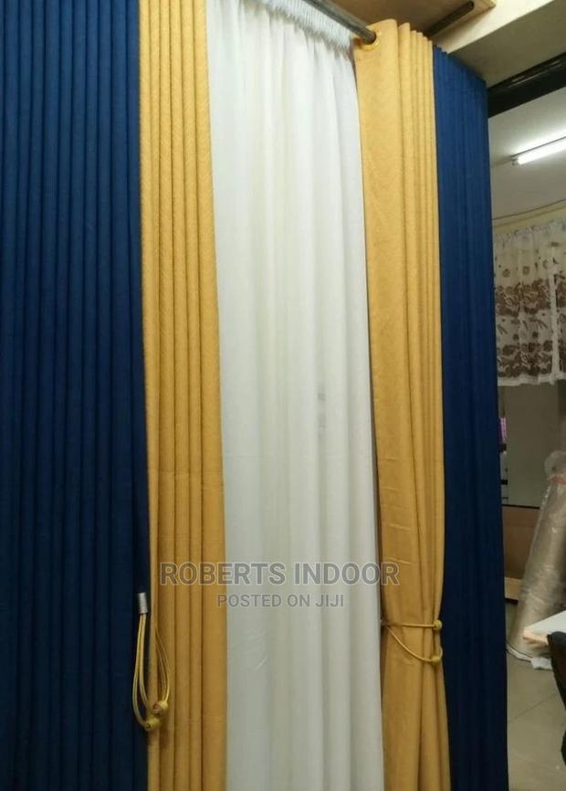 Navy Blue and Mustard Curtain - main view
