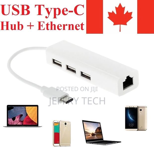 USB-C Type C to USB RJ45 Ethernet Lan Adapter Hub Cable PC C - thumbnail 2