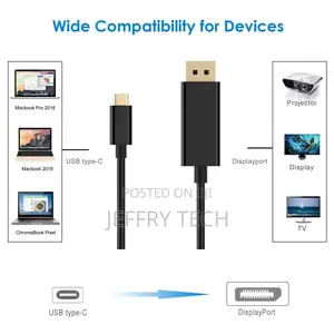 6FT USB Type C Male to Display Port Male Cable Adapter Conve