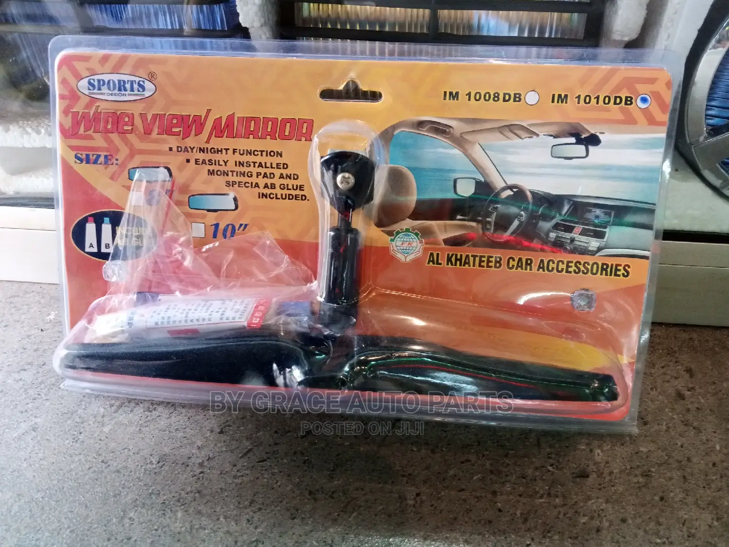 Driving Mirror With Mounting Pad and Glue Included.