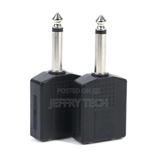 2pcs 6.5mm Male to 2 Dual 6.5mm Female Mono Audio Y Splitter
