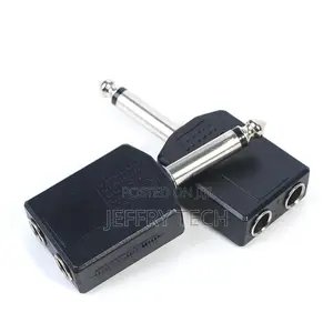 2pcs 6.5mm Male to 2 Dual 6.5mm Female Mono Audio Y Splitter