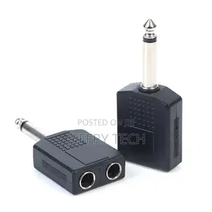 2pcs 6.5mm Male to 2 Dual 6.5mm Female Mono Audio Y Splitter