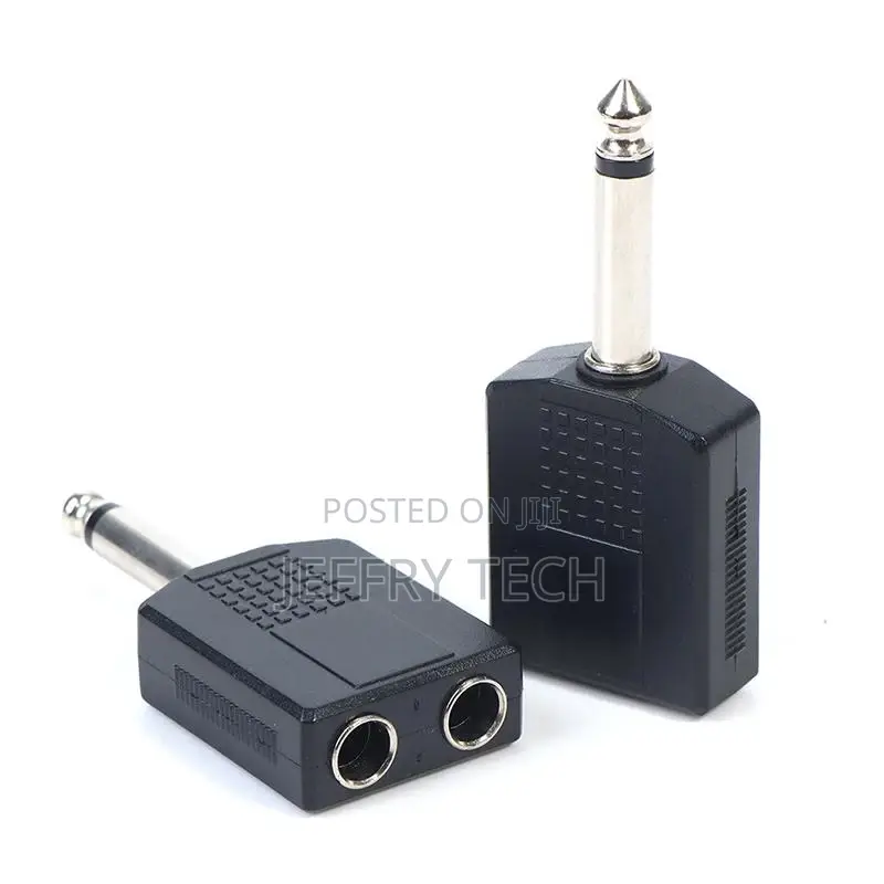 2pcs 6.5mm Male to 2 Dual 6.5mm Female Mono Audio Y Splitter