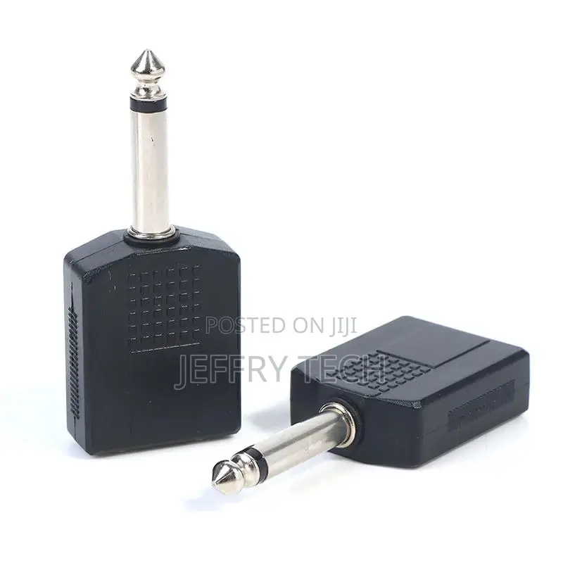 2pcs 6.5mm Male to 2 Dual 6.5mm Female Mono Audio Y Splitter