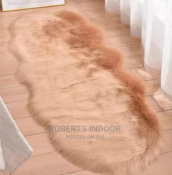 Brown Bedside Faux Far Mat