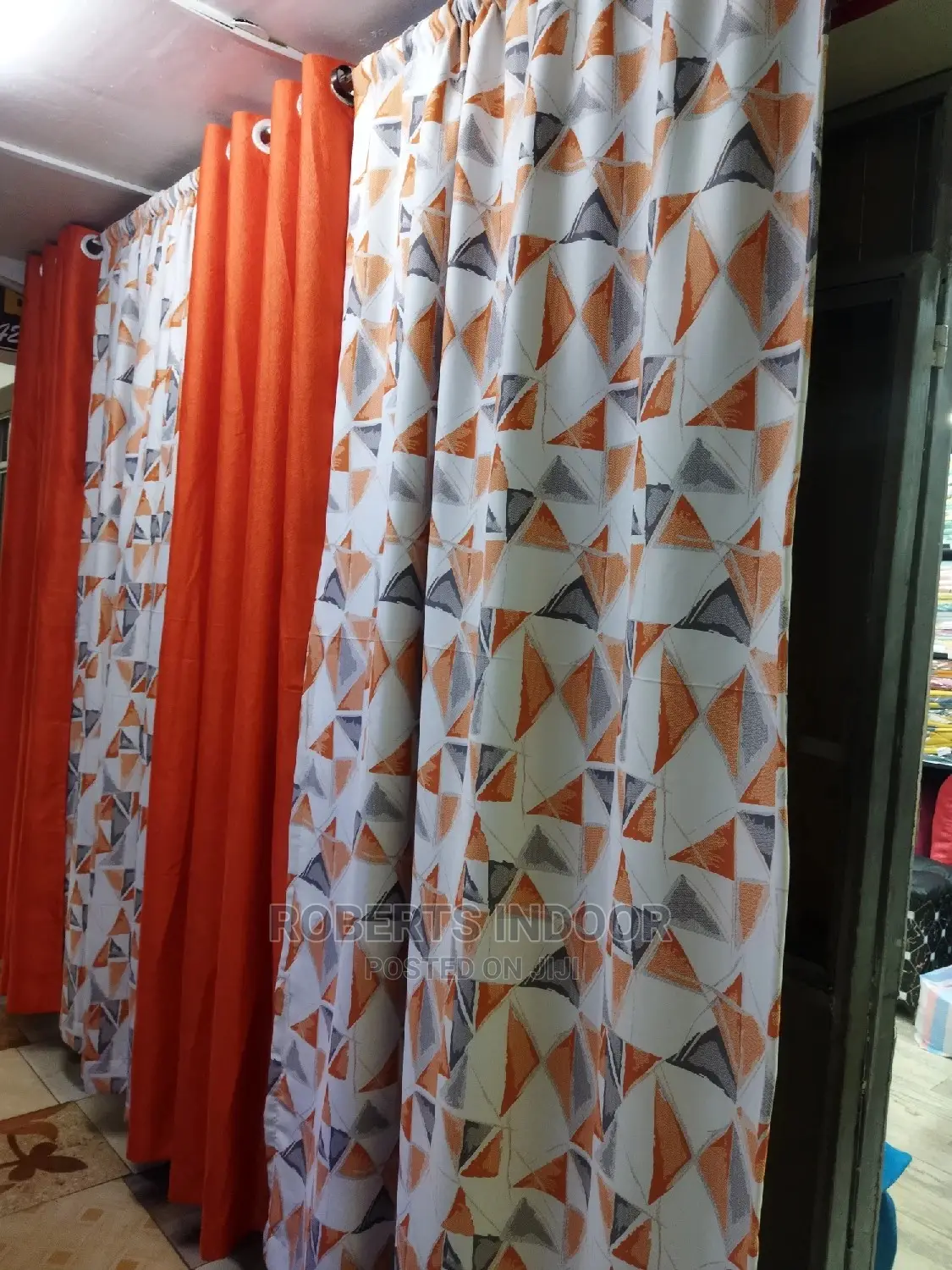 Printed Orange Elegant House Curtain