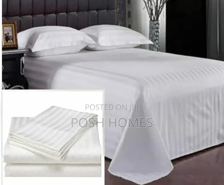 White Stripped Cotton Bed Sheets