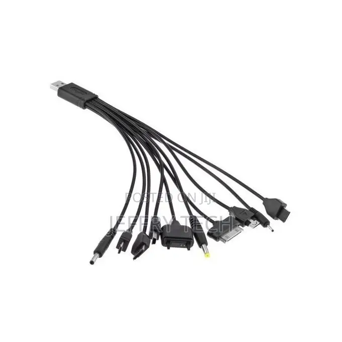 Accessories 10 in 1 USB Charger Cable Line Connector - Black
