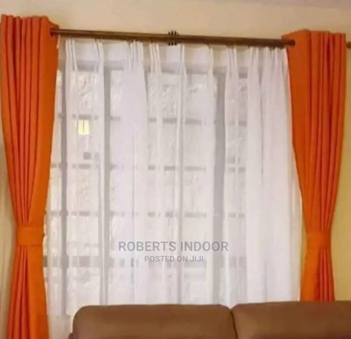 Orange Linen House Curtain