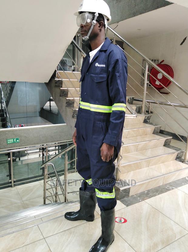 Navy Blue Overalls With Green Reflectors - thumbnail 3