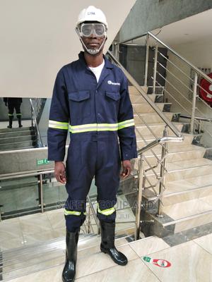Navy Blue Overalls With Green Reflectors - thumbnail 2