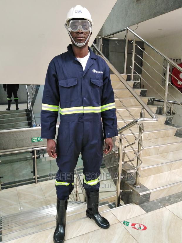 Navy Blue Overalls With Green Reflectors