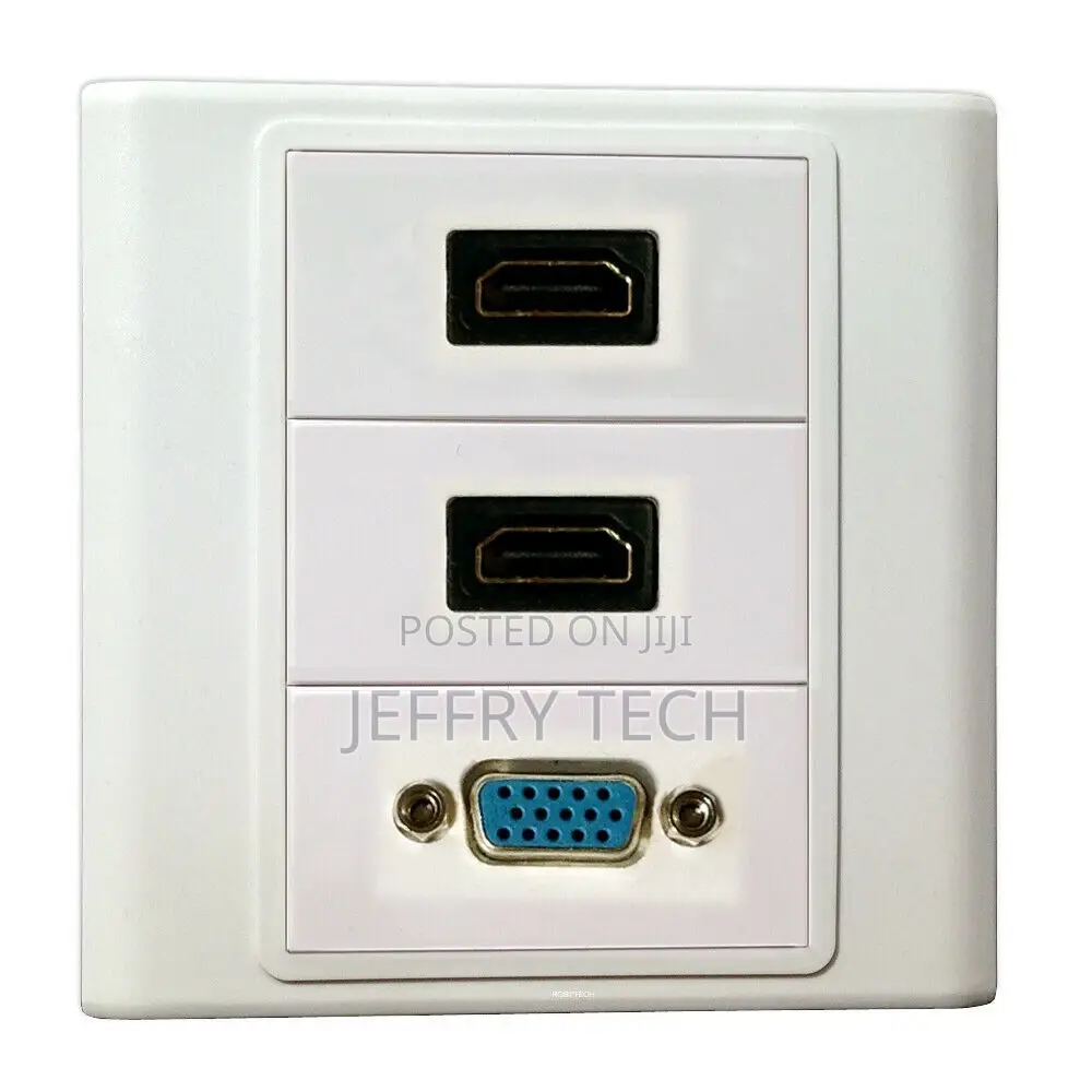 Wall Plate Outlet Cover 2 HDMI + VGA Adapter Socket for Proj