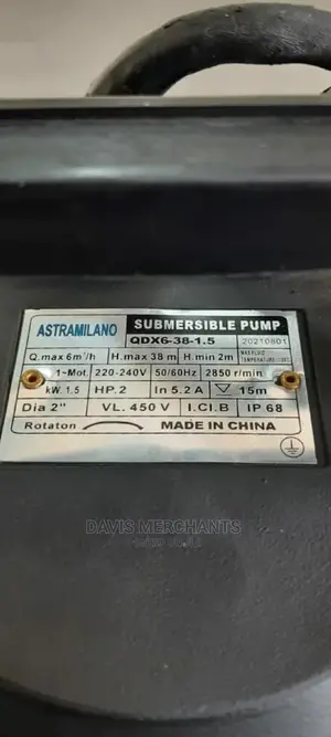 Astramilano Pump 2hp Head Max38m 2" Flow Rate 6m3/Hr