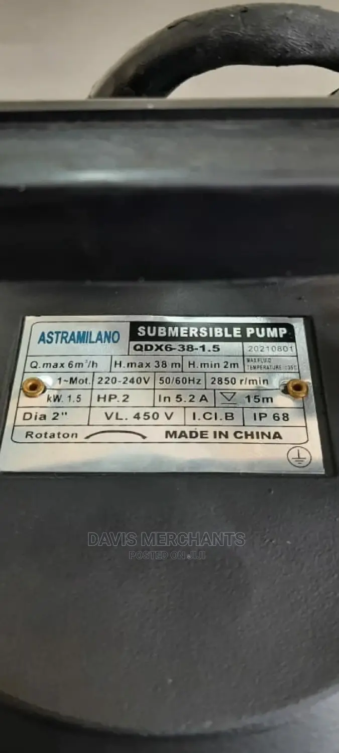 Astramilano Pump 2hp Head Max38m 2" Flow Rate 6m3/Hr