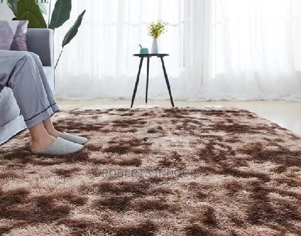 Brown Soft Patched Fluffy Carpet - main view