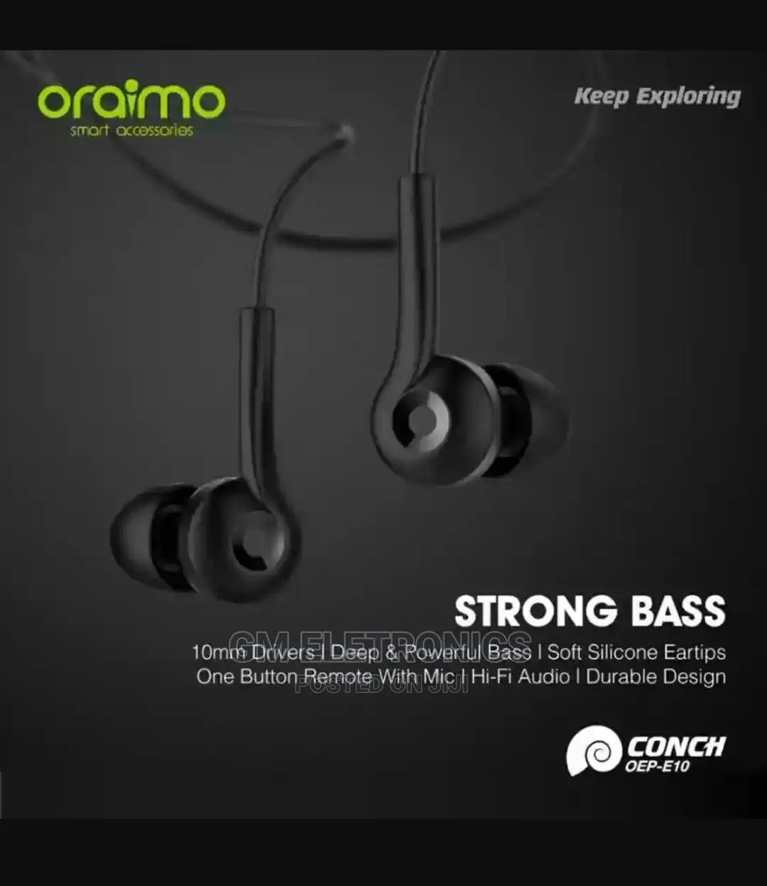 Oraimo OEP-E10 Conch Strong Earphones Wired With Mic.